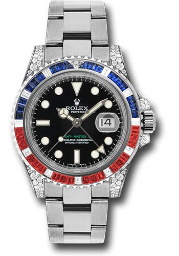 Rolex White Gold GMT-Master II 40 Watch Sapphire Ruby Diamond