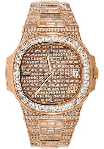 Patek Philippe Nautilus 40mm Rose Gold Diamond Paved Case